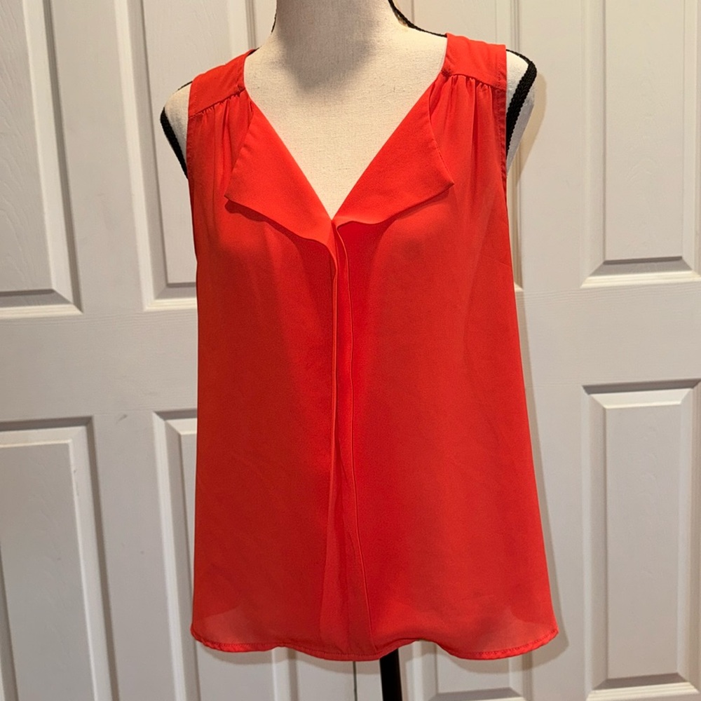 Orange E&M blouse, Size M, silky smooth, sleeveless lightweight office wear